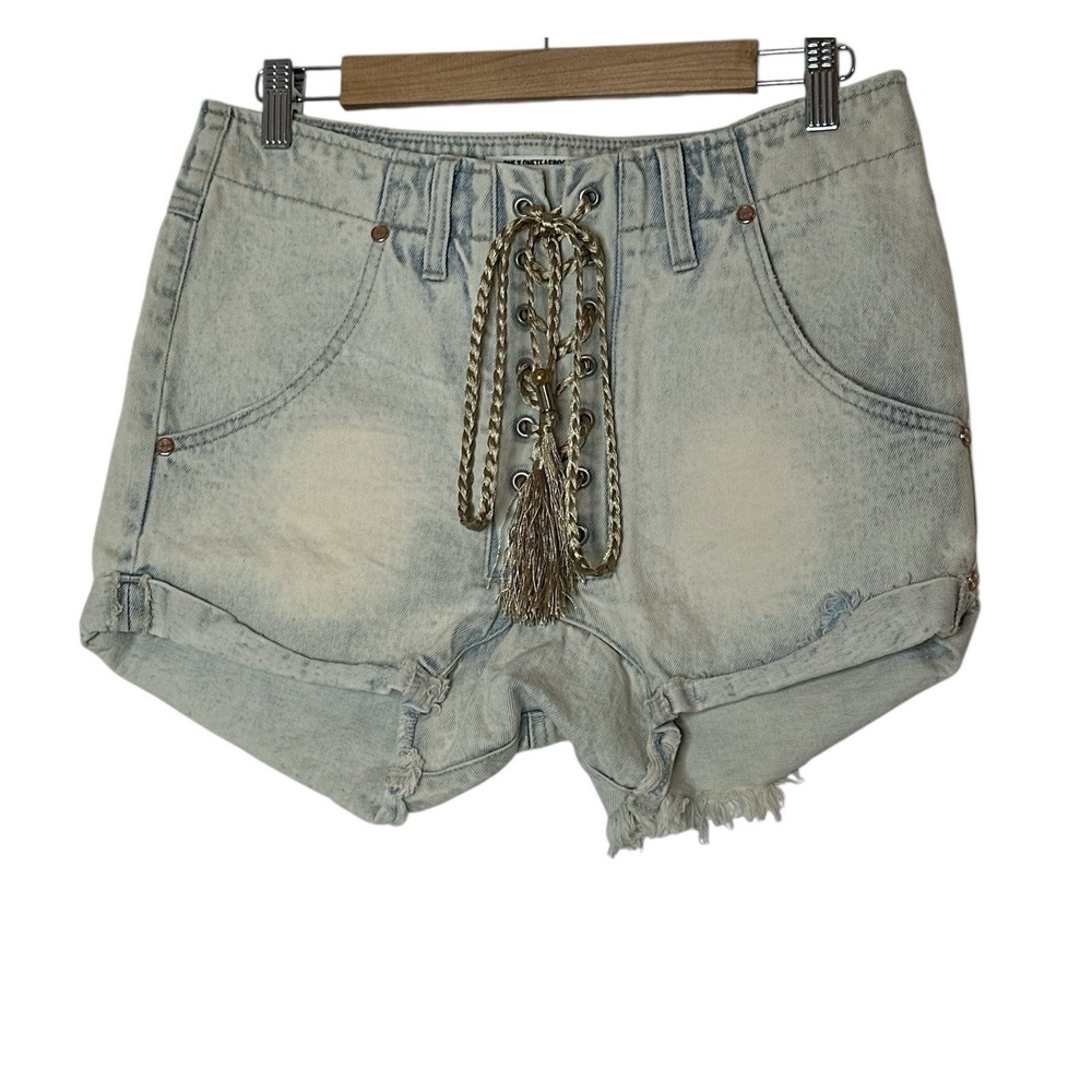 One Teaspoon Jean Shorts Womens Size 26 Blue Freaks High Rise Distressed NWOT